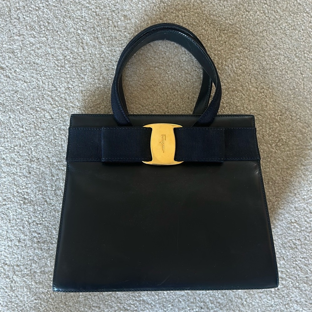 Navy Ferragamo Handbag - Authentic